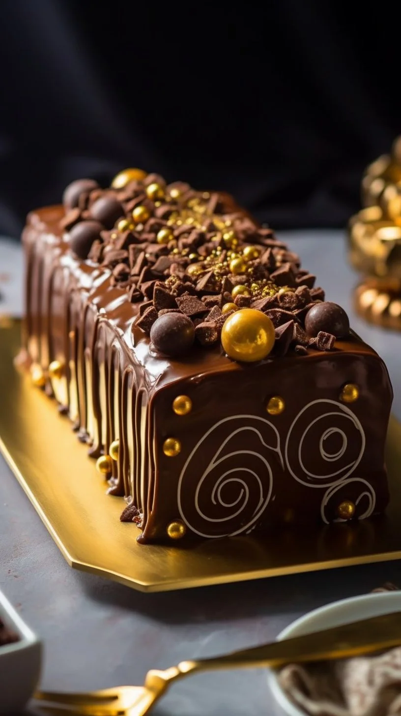 Chocolate Hazelnut Caramel Yule Log dessert for holiday celebrations