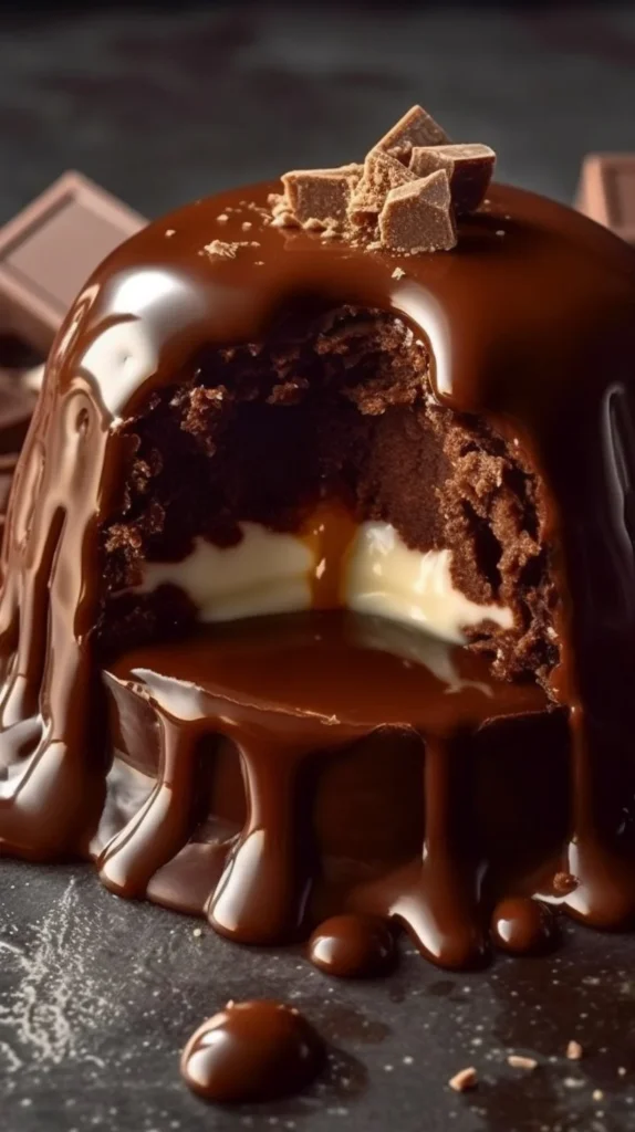 Delicious Chocolate Lava Cheesecake with gooey chocolate center