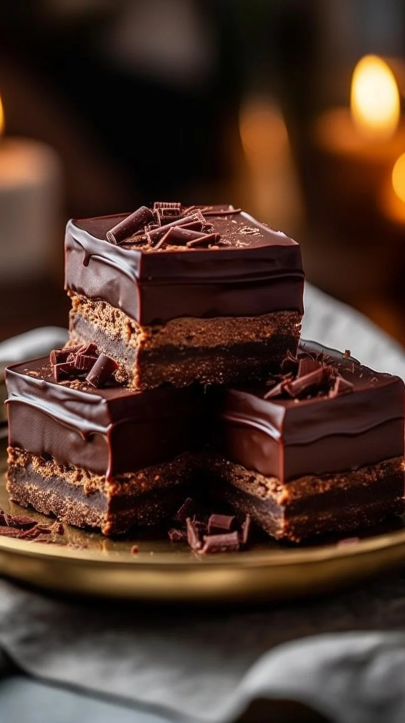 Delicious chocolate no-bake cheesecake bars topped with chocolate drizzle