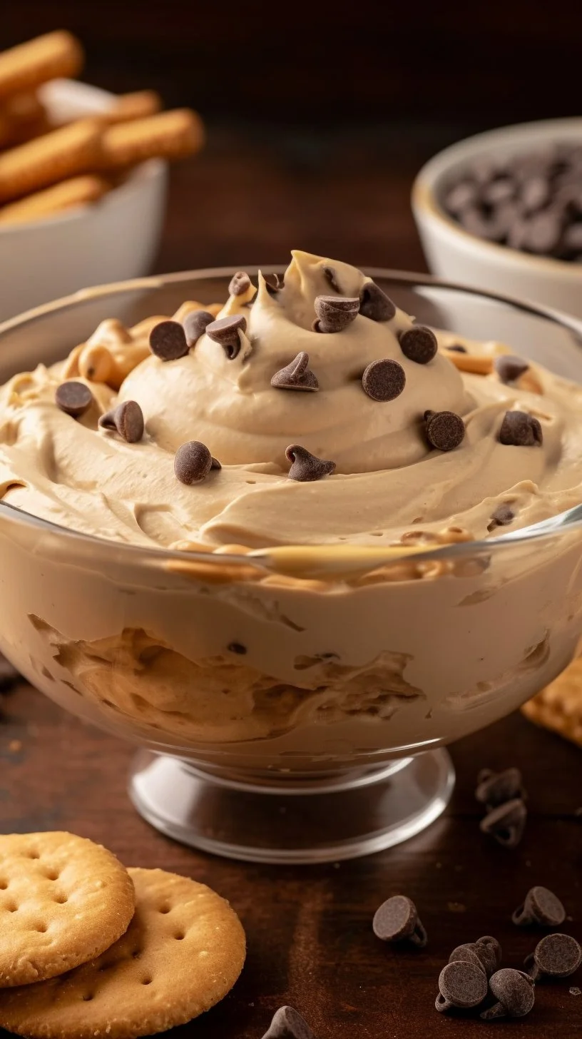 Delicious chocolate peanut butter dip served with fruits and snacks