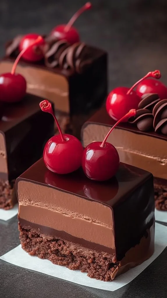 Delicious Chocolate Raspberry Cherry Bars with fruit and chocolate layers