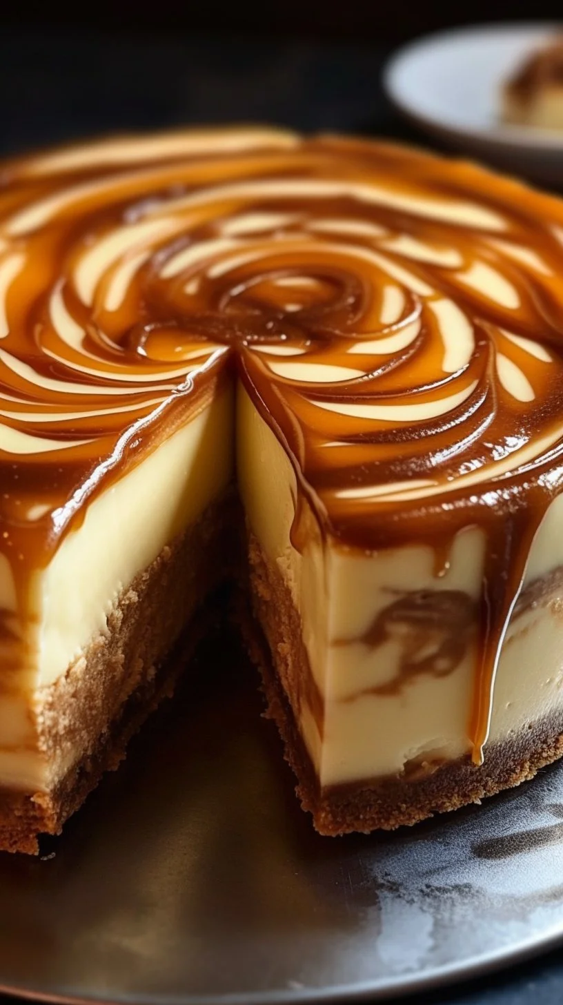 Delicious homemade cinnamon roll cheesecake topped with creamy frosting.