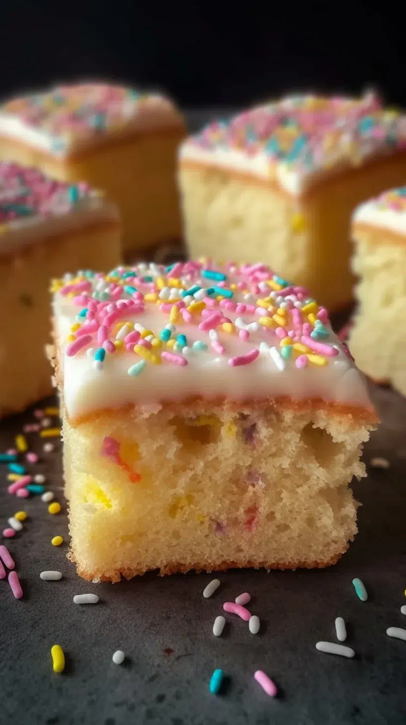 Classic school cake with a rich texture and delicious frosting