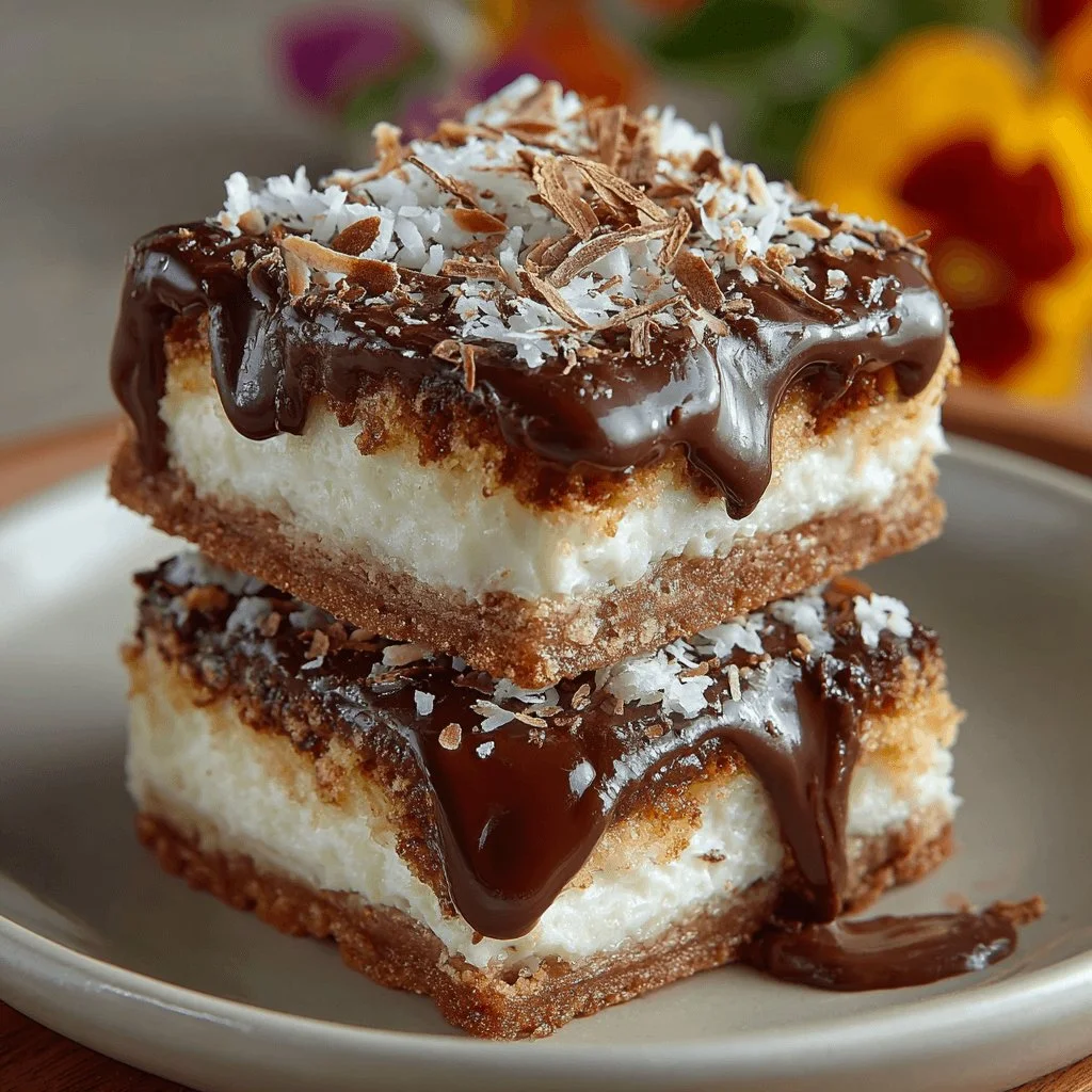 Delicious Coconut Chocolate Refrigerator Slice dessert on a plate