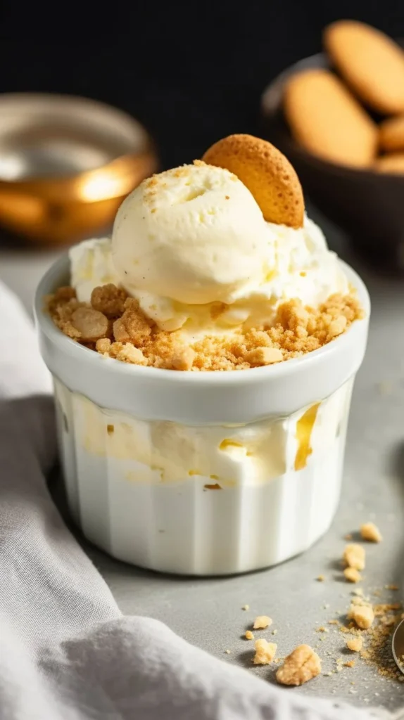 Delicious Copycat Magnolia Banana Pudding in a glass dish topped with whipped cream and banana slices.