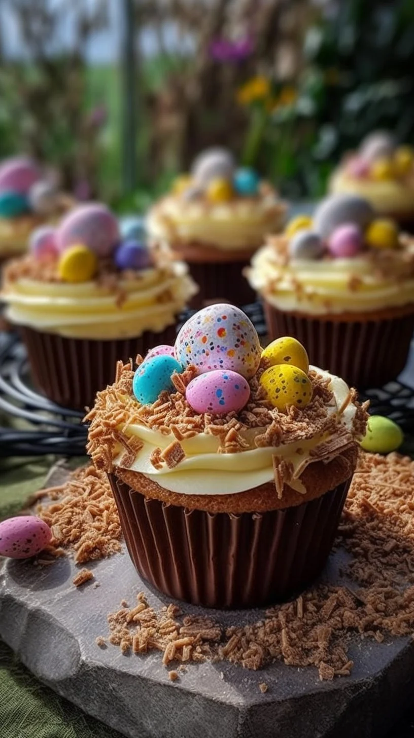 Delicious no-bake mini cheesecakes topped with chocolate mini eggs