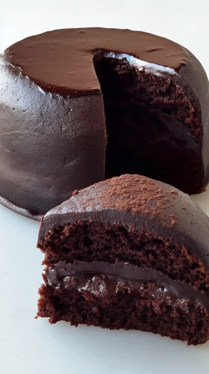 Delicious dairy-free chocolate cake topped with dark chocolate frosting