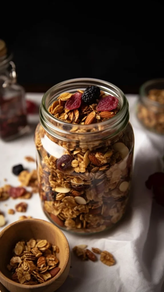Homemade easy baklava granola with nuts and honey in a bowl, ready to serve.