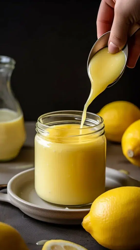 Bowl of easy homemade lemon curd with slices of lemon beside it