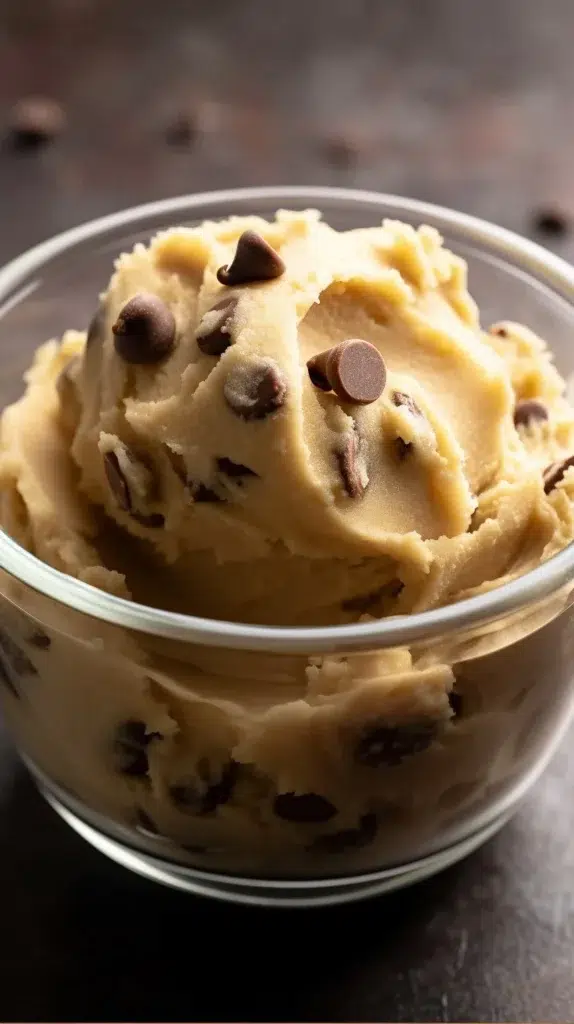 Bowl of homemade edible cookie dough ready to enjoy safely