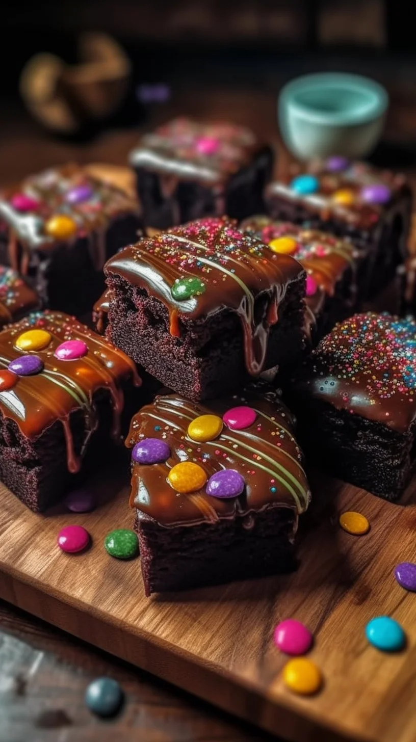 Decadent Galaxy Glaze brownie bites drizzled with colorful glaze