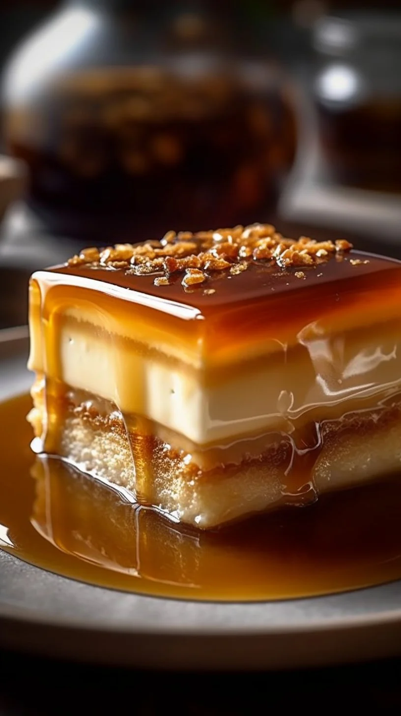 Slice of German Bee Sting Cake topped with honey and almonds