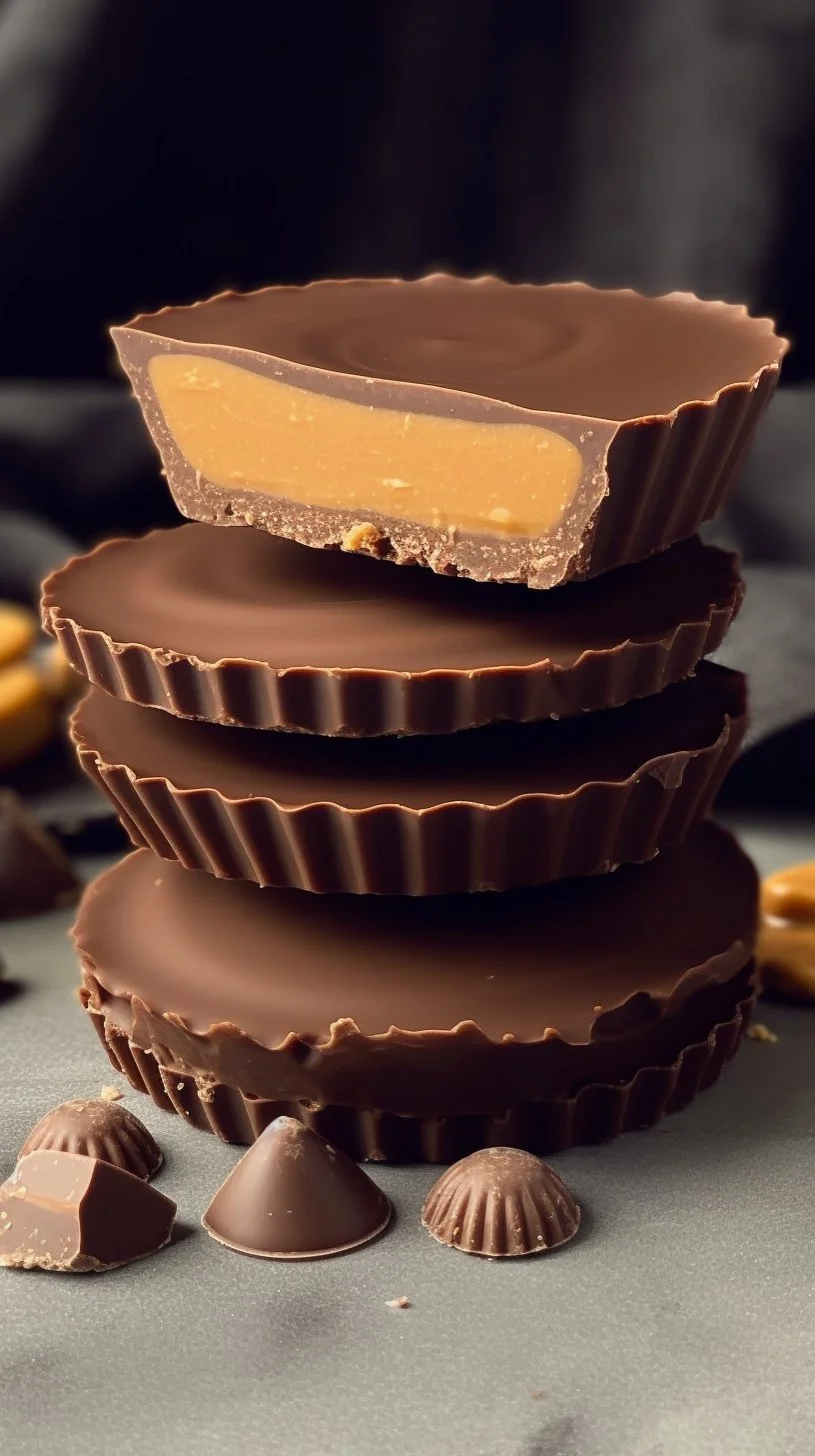 Delicious homemade peanut butter cups ready to enjoy, made with chocolate and peanut butter.