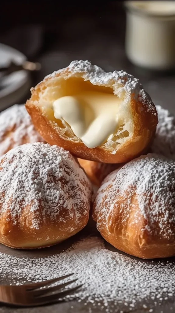 Delicious Italian Cream Bombs filled with rich cream and topped with chocolate