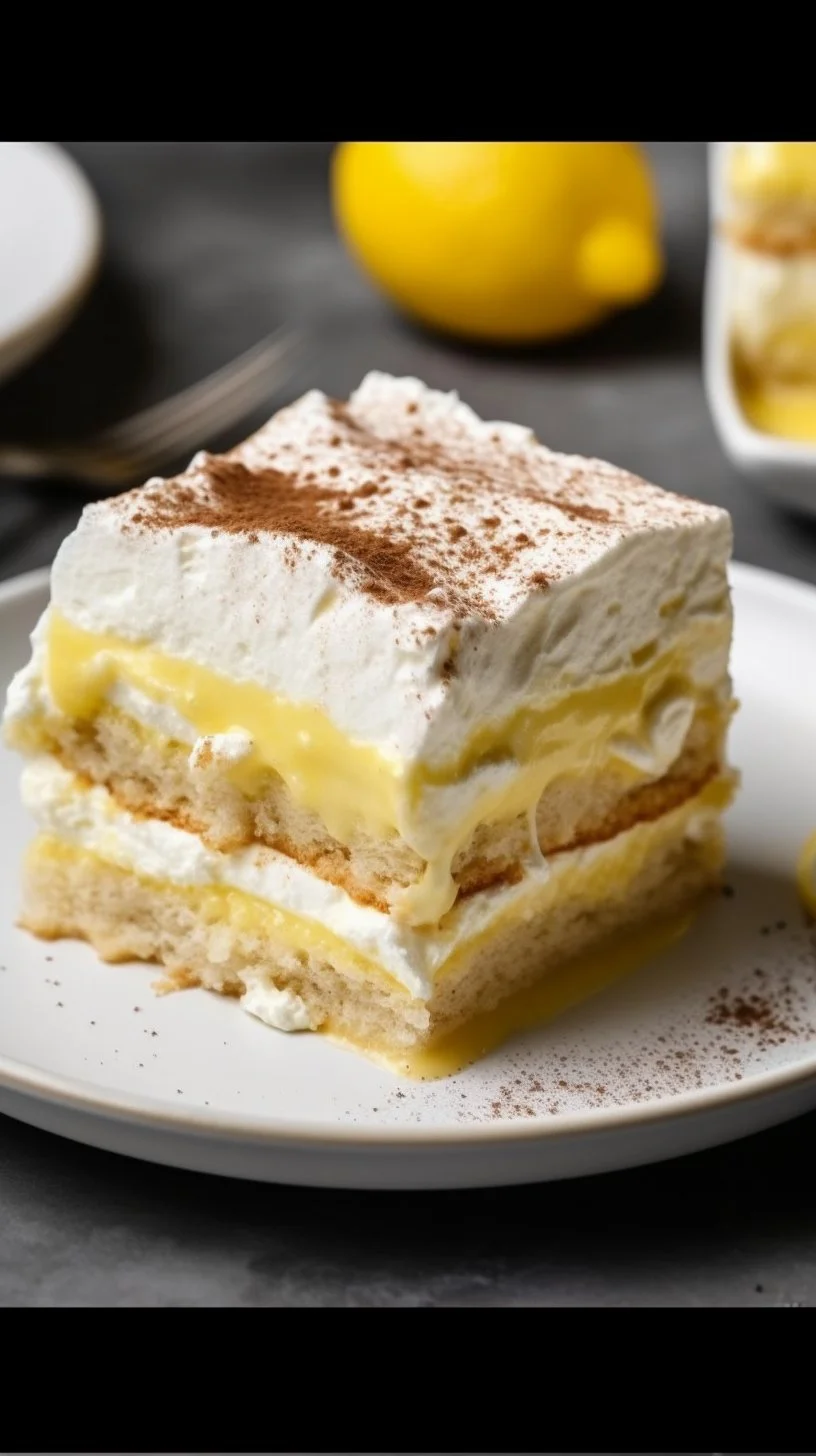 Delicious Lemon Tiramisu dessert with citrus flavor and creamy layers