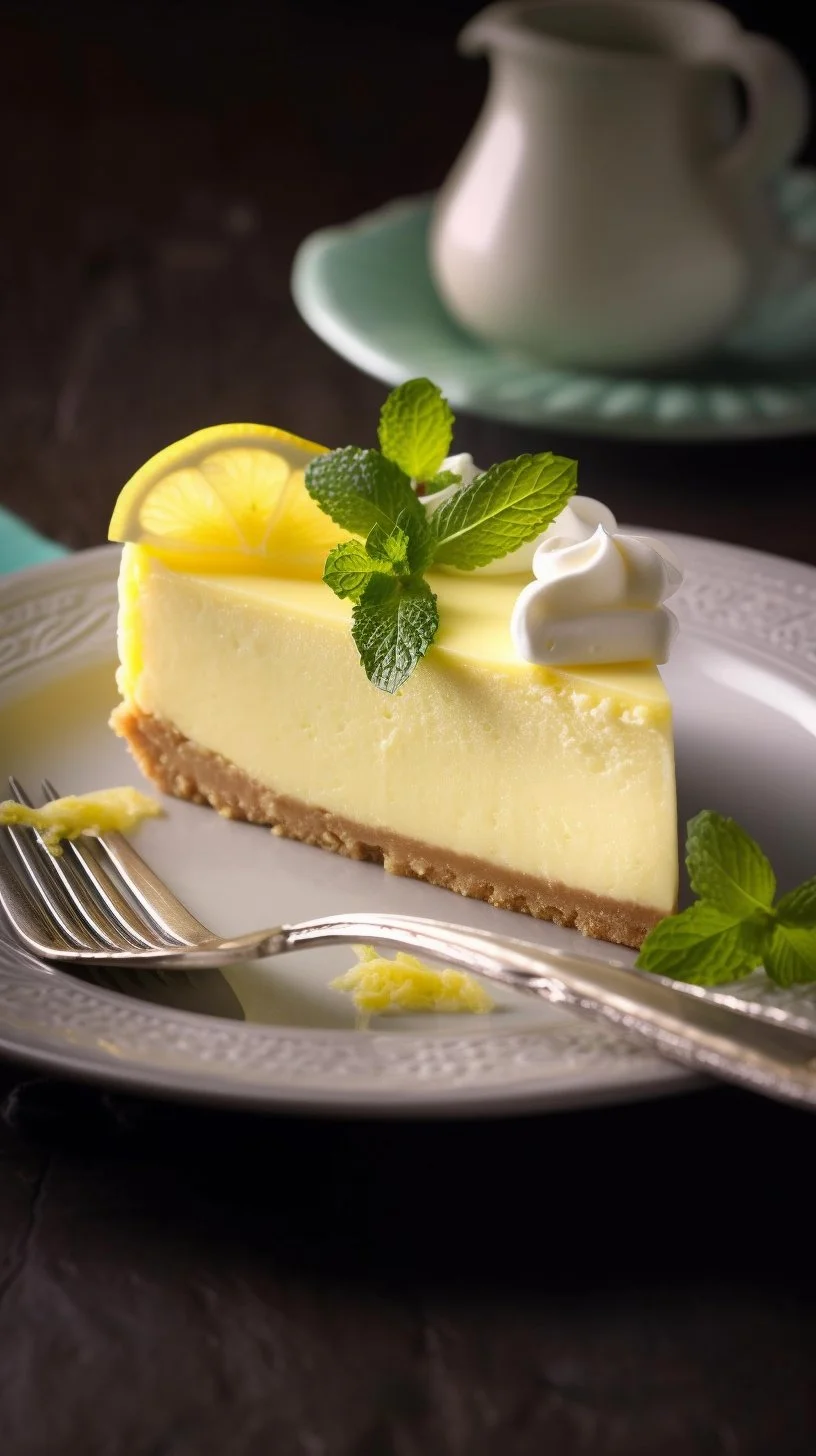Lemony White Chocolate Cheesecake topped with lemon zest and white chocolate curls