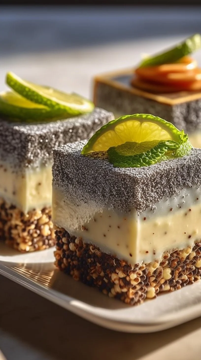 No-Bake Chia Pudding Bars topped with fruits and nuts