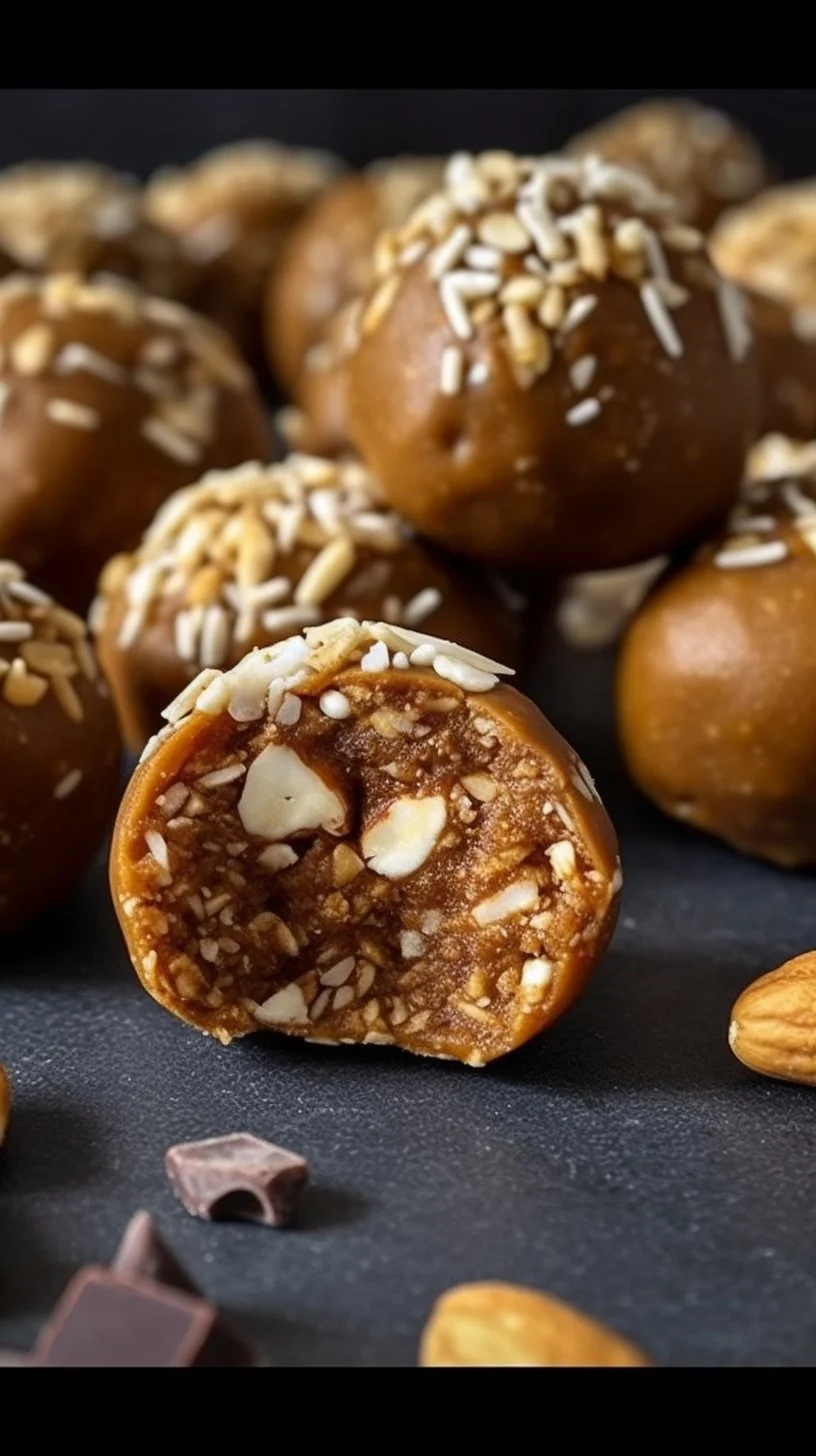 No bake cottage cheese peanut butter bites on a plate