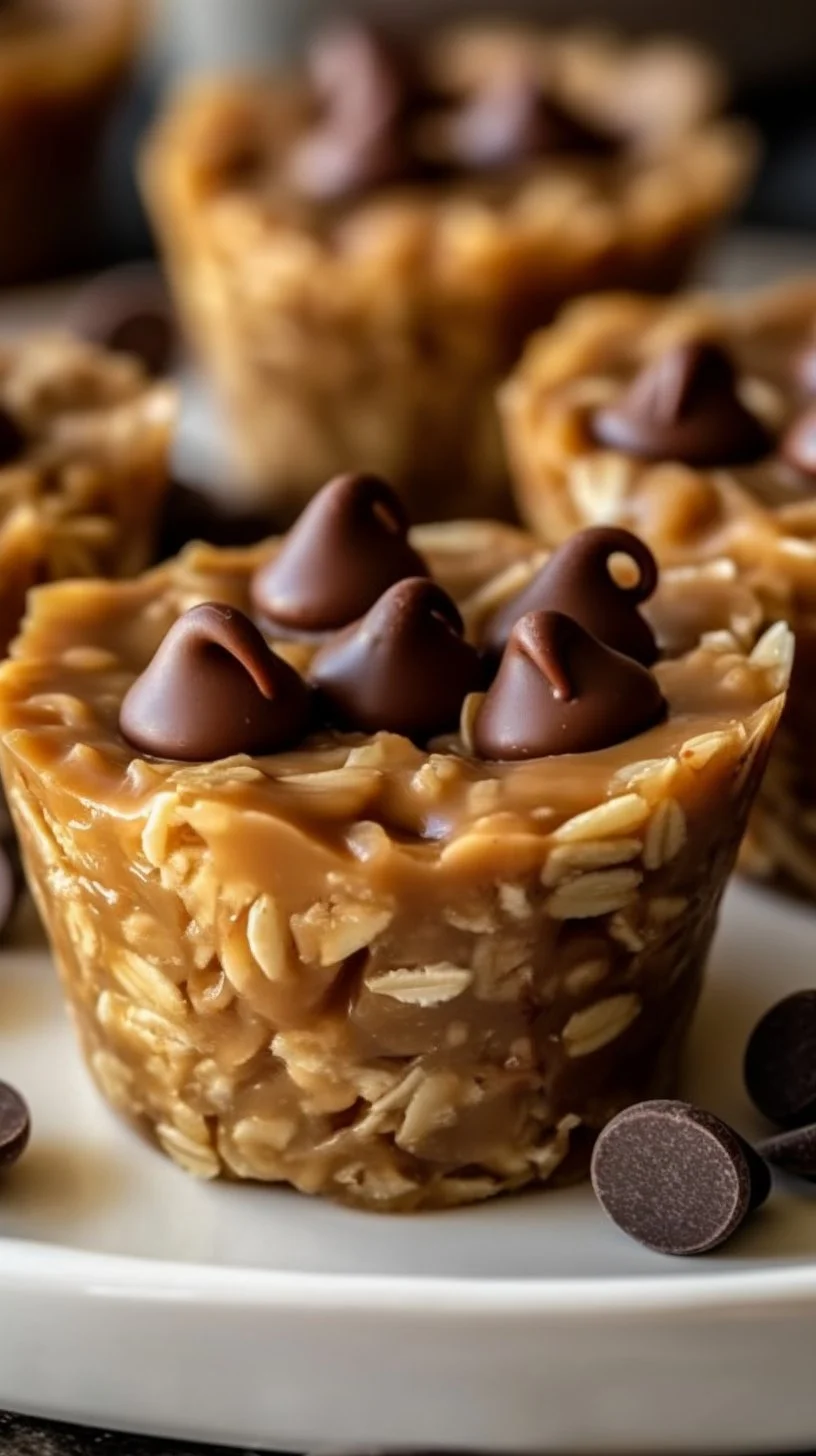 Delicious no-bake peanut butter oat cups made with oats and peanut butter