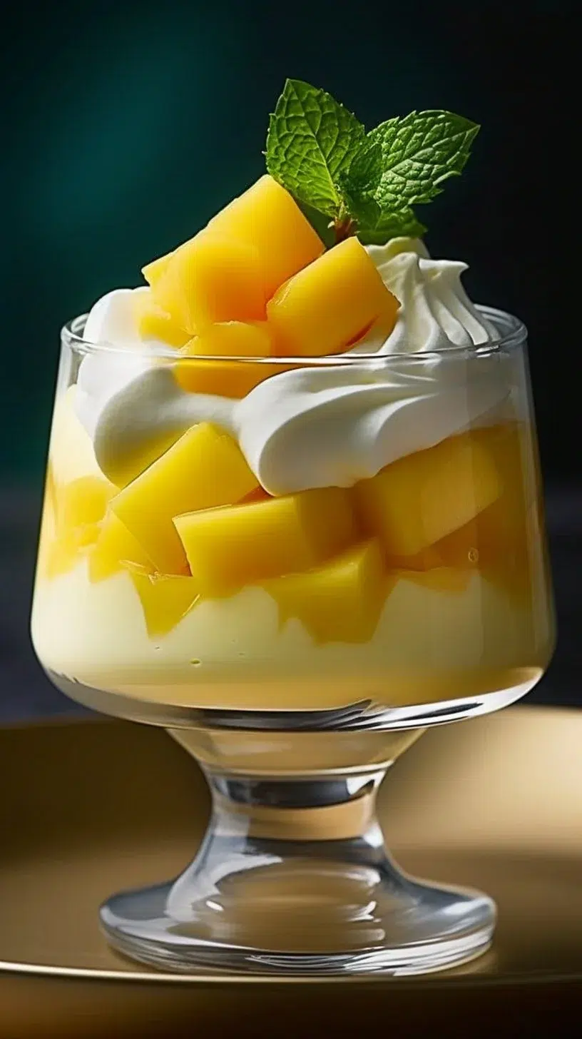 No bake pineapple cream dessert topped with pineapple slices and whipped cream