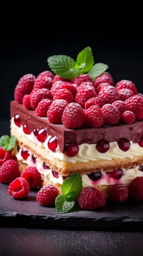 No-Bake Raspberry Mascarpone Log dessert with fresh raspberries and mascarpone cheese.