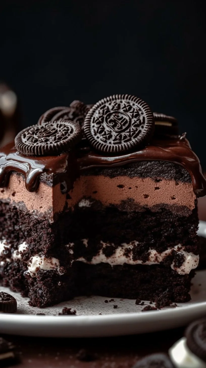 Delicious Oreo Dirt Cake dessert served in a rustic setting