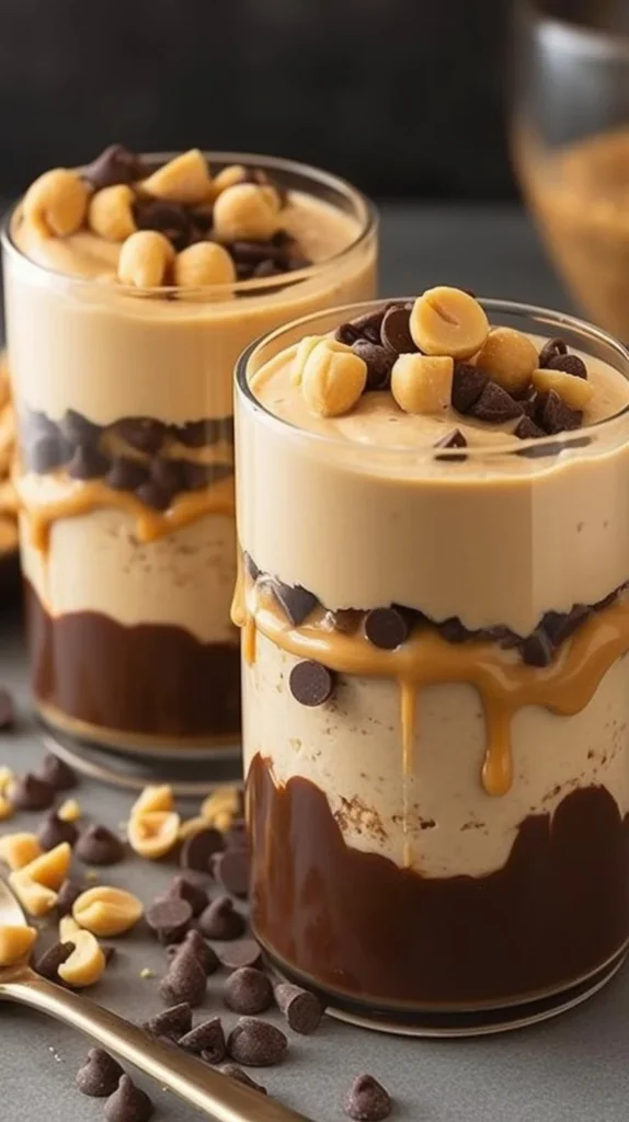 Creamy peanut butter banana smoothie in a glass with fresh bananas and a straw