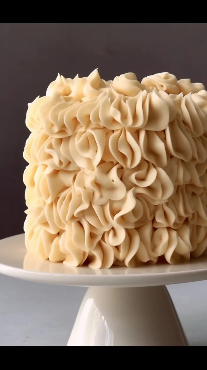 Delicious Peanut Butter Buttercream frosting on a chocolate cake.