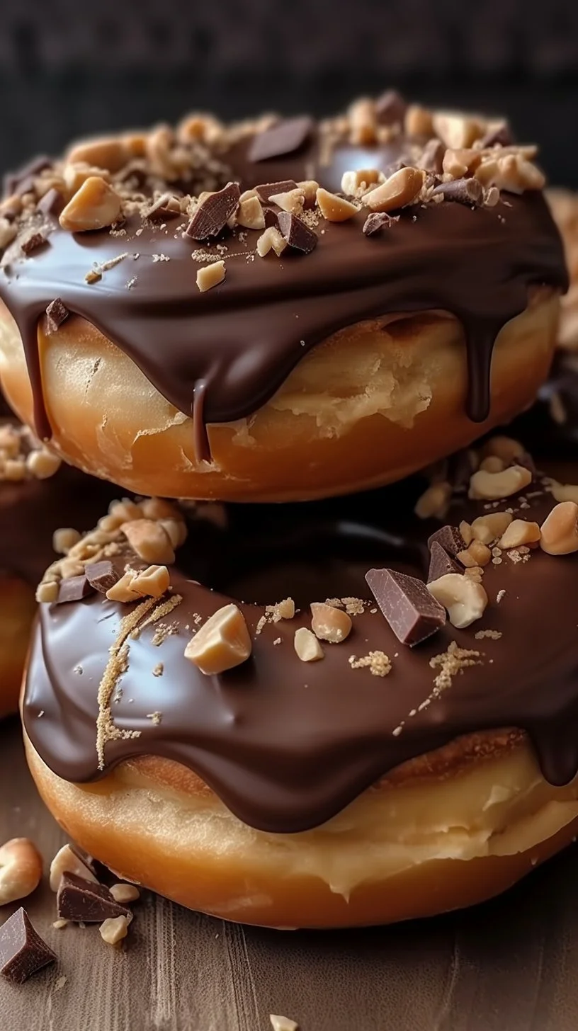 Delicious peanut butter cheesecake stuffed donuts on a plate