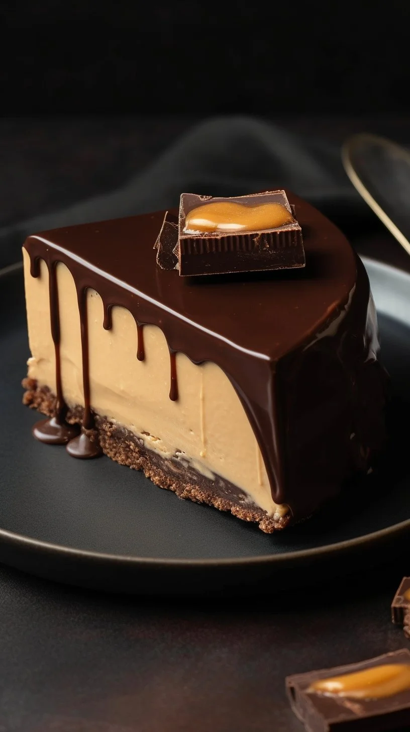 Delicious Peanut Butter Mousse Pie topped with chocolate drizzle and peanuts