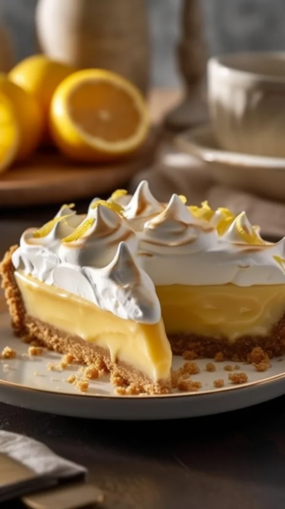 Silky lemon cream tart with Biscoff swirl and caramelized biscuit shards