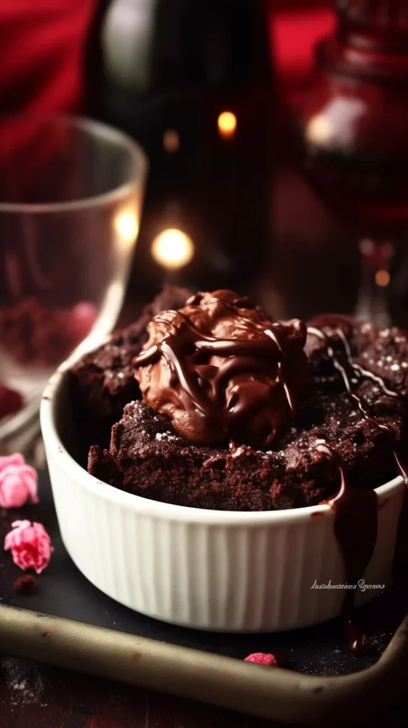 Single serve vegan brownie topped with chocolate chips