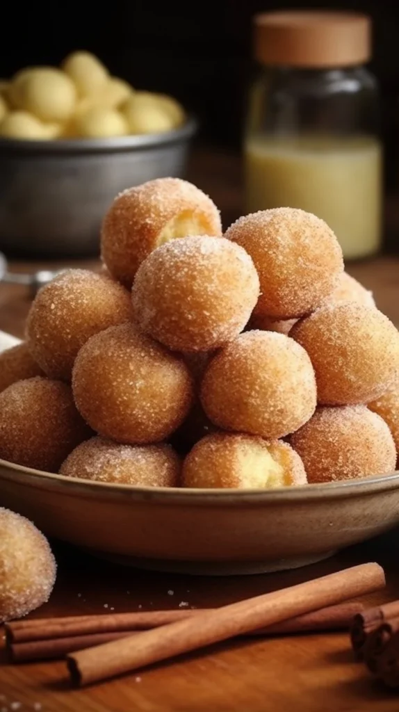 Delicious snickerdoodle poppers with cinnamon sugar coating