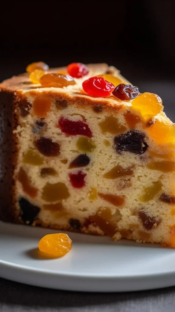 Soft and airy light fruit cake with citrus flavor and tender texture.