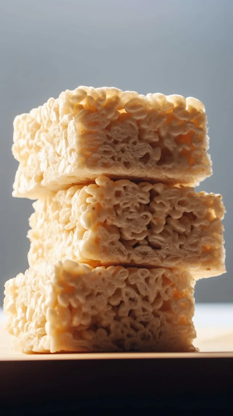 Soft Rice Krispie Bars with a gooey texture and crispy edges