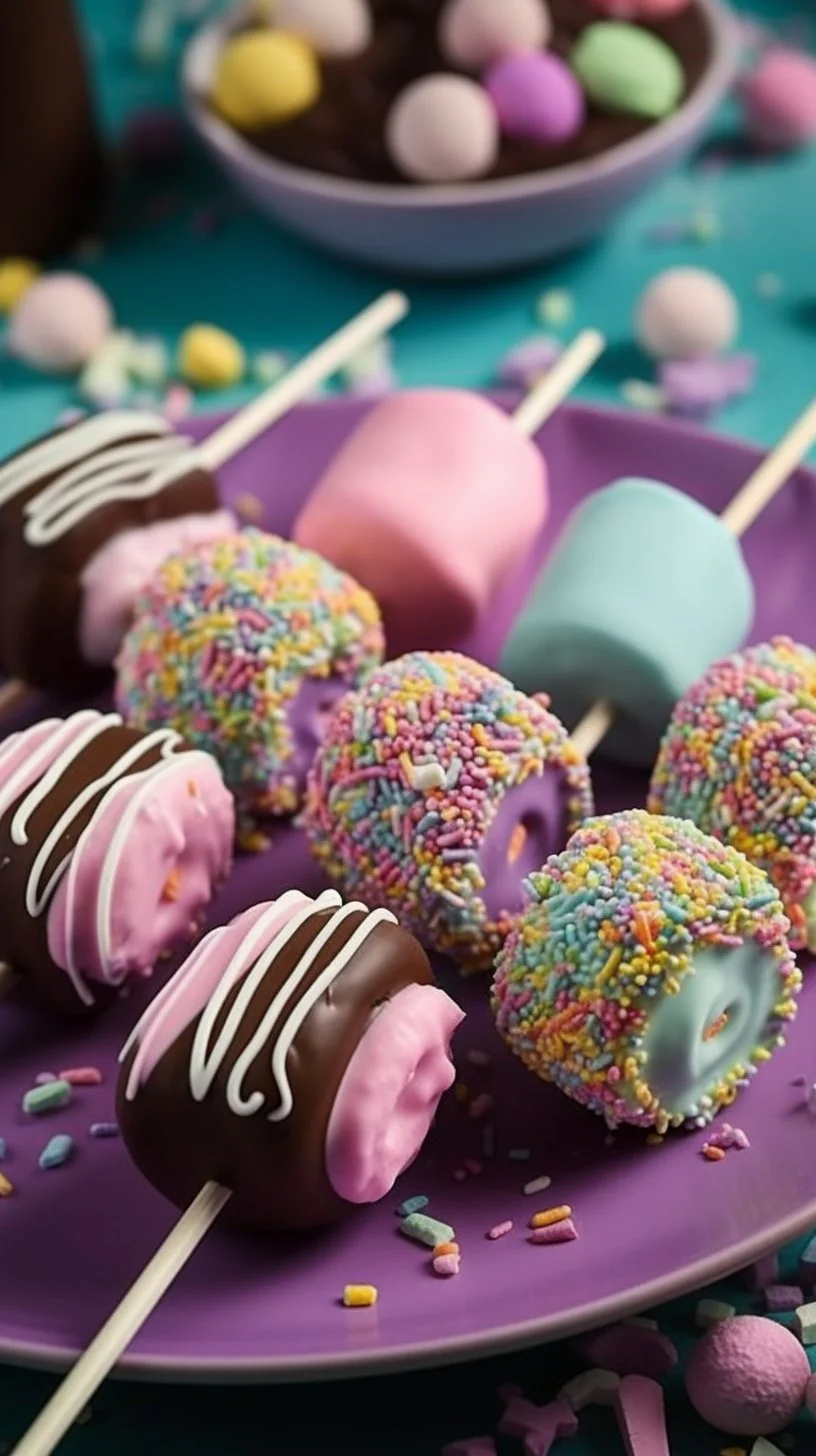 Colorful Springtime Easter Marshmallow Pops decorated for the holiday