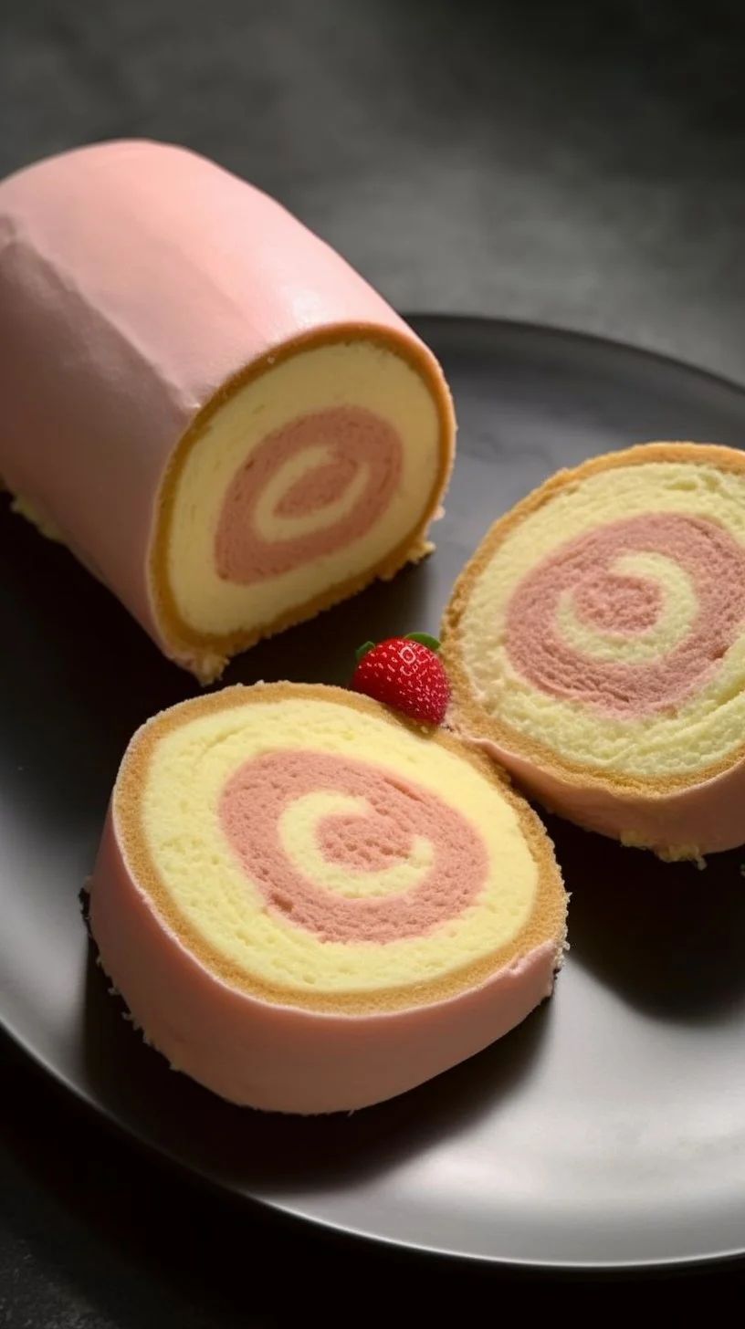 Delicious Strawberry Roll Cake with fresh strawberries and cream filling