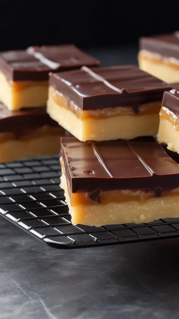 Delicious Twix Cookie Bars with chocolate, caramel, and cookie layers.
