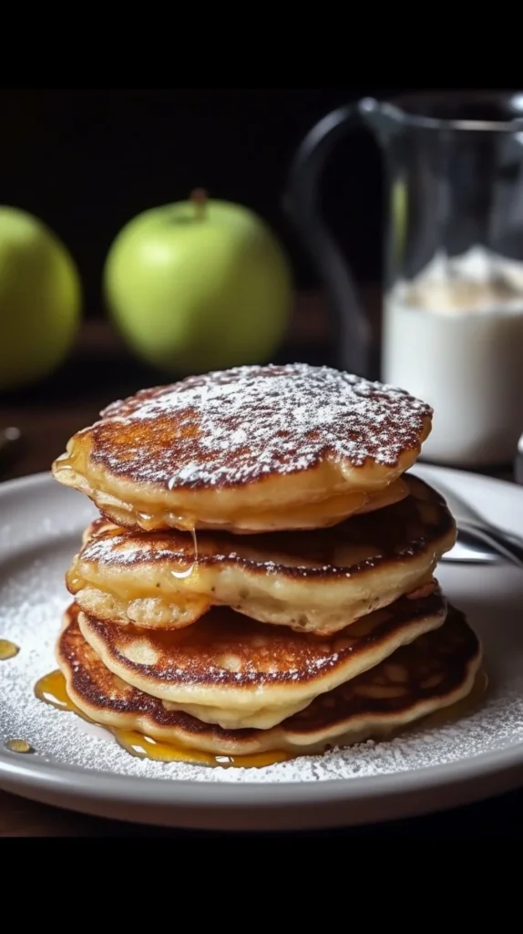 Delicious ultra simple apple crêpes served on a plate with caramel sauce