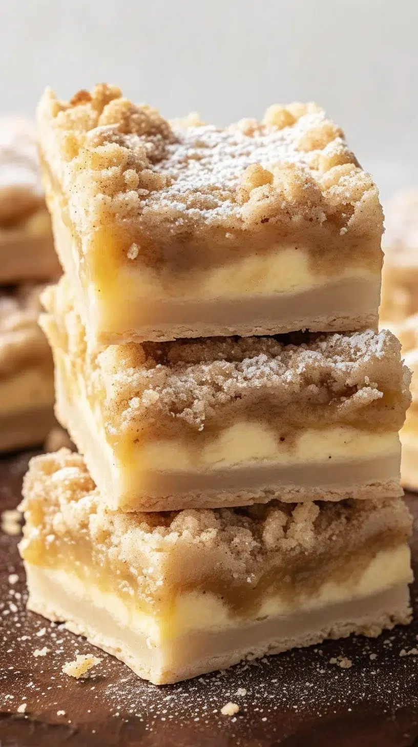 Delicious Vanilla Cream Crumb Bars on a serving plate