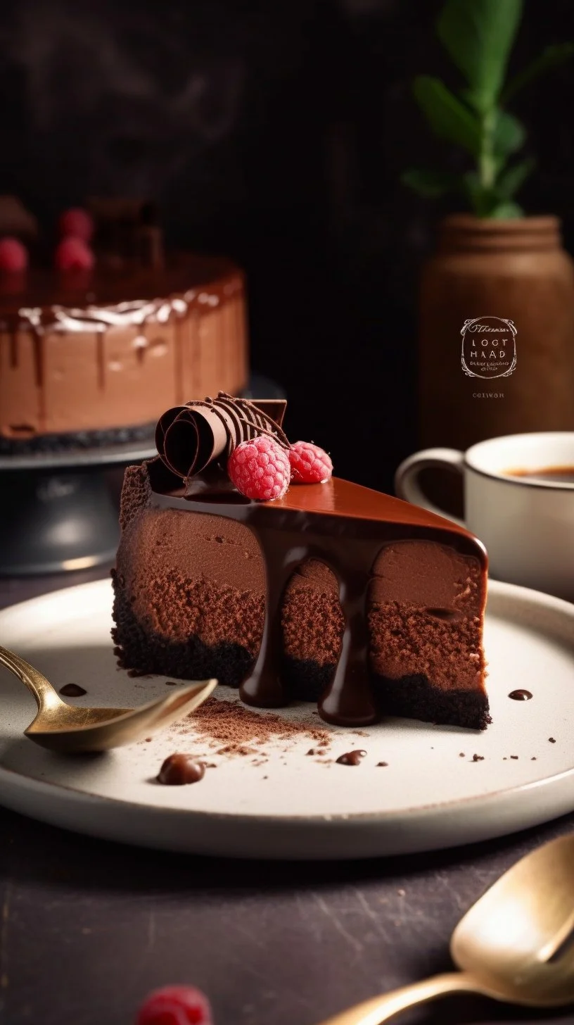 Delicious vegan brownie bottom cheesecake slice on a plate