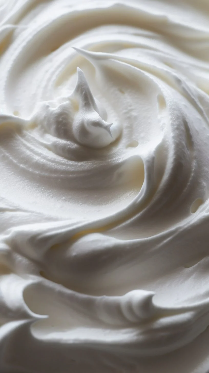 Bowl of Vegan Italian Meringue Buttercream topped on a cake