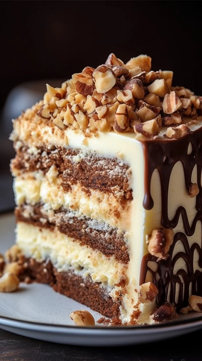 Delicious White German Chocolate Cake with Cheesecake Center