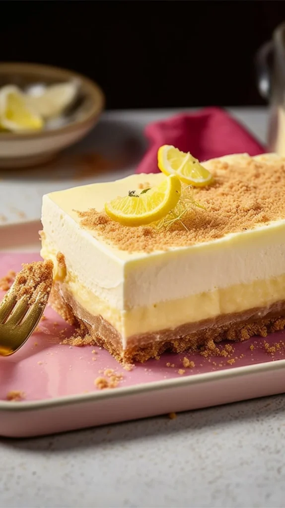 Delicious Woolworth Cheesecake slice on a plate with fresh fruit garnish.