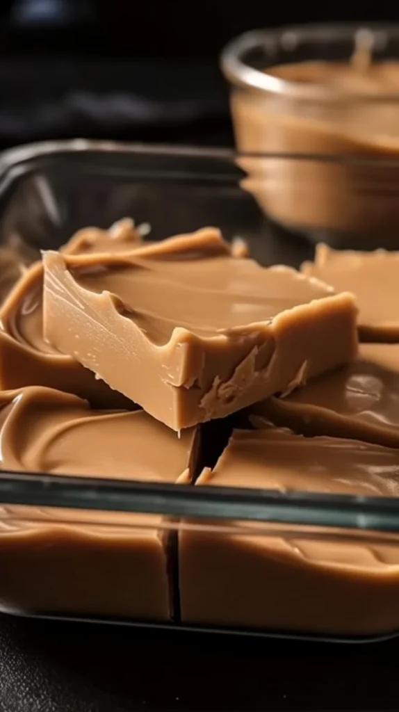 Deliciously creamy 4 ingredient peanut butter fudge on a plate