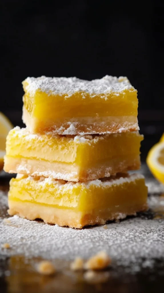 Delicious 5 ingredient lemon bars topped with powdered sugar