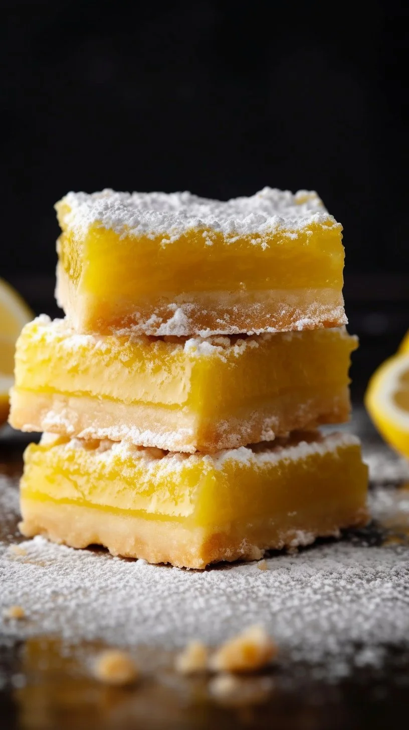 Delicious 5 ingredient lemon bars topped with powdered sugar