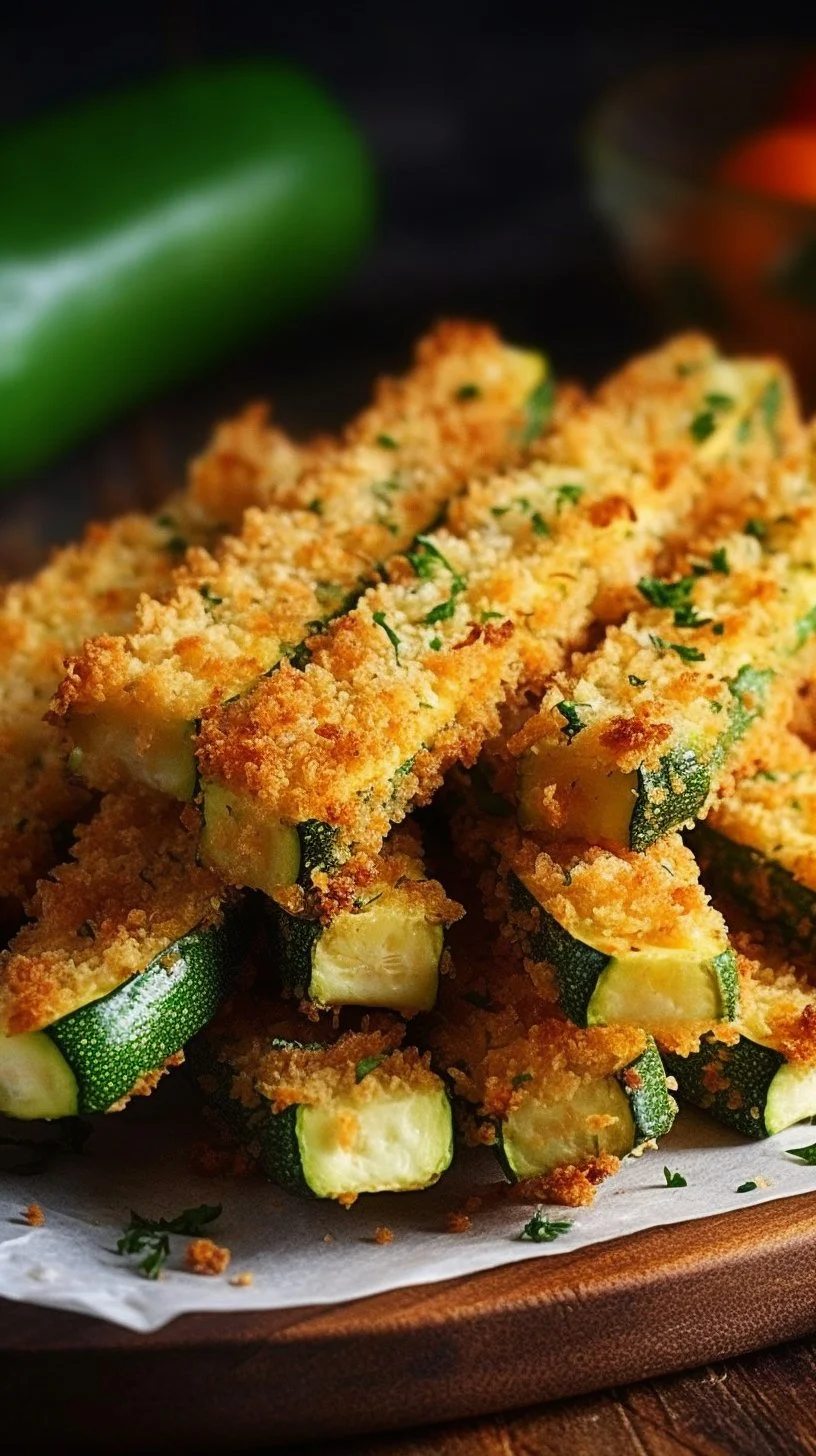 Crispy Air Fryer Parmesan Zucchini Fries served on a plate