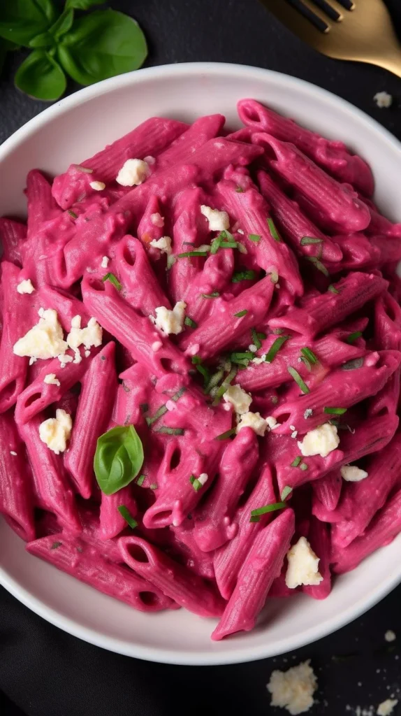 Homemade beetroot pasta sauce in a bowl, vibrant and healthy sauce for pasta dishes.
