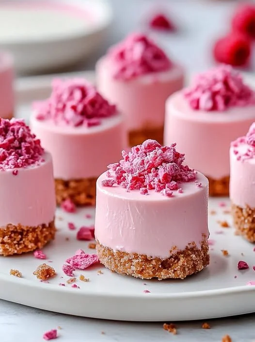 Blushing Pink Velvet Cream Cheese Truffle Bites on a white plate